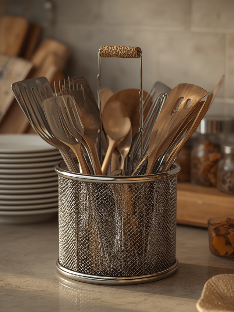 utensil holder in action