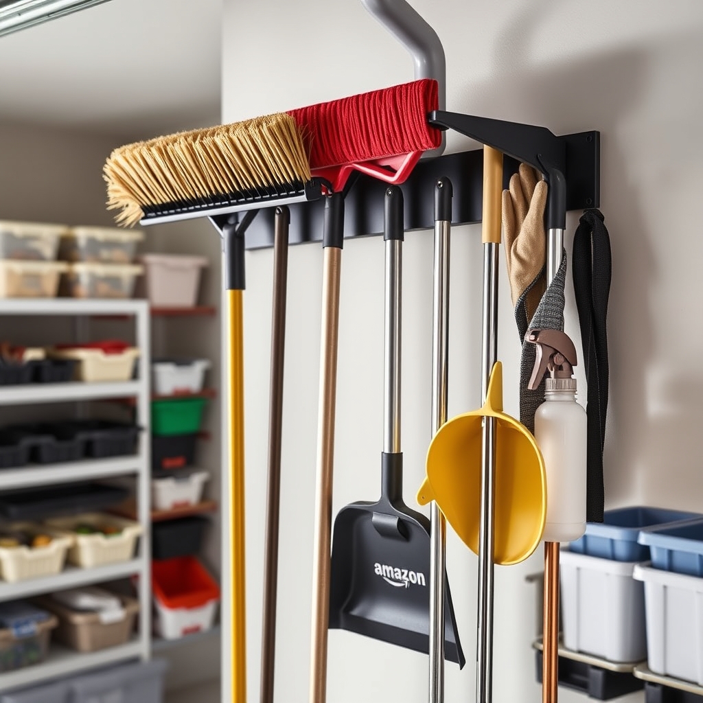 broom holder in action